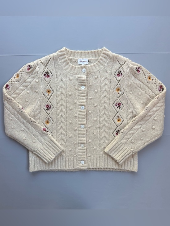DRIFTWOOD Sweaters - Driftwood Wool Mohair Penny Sweater Cardigan Cream Bliss Embordered Cottagecore